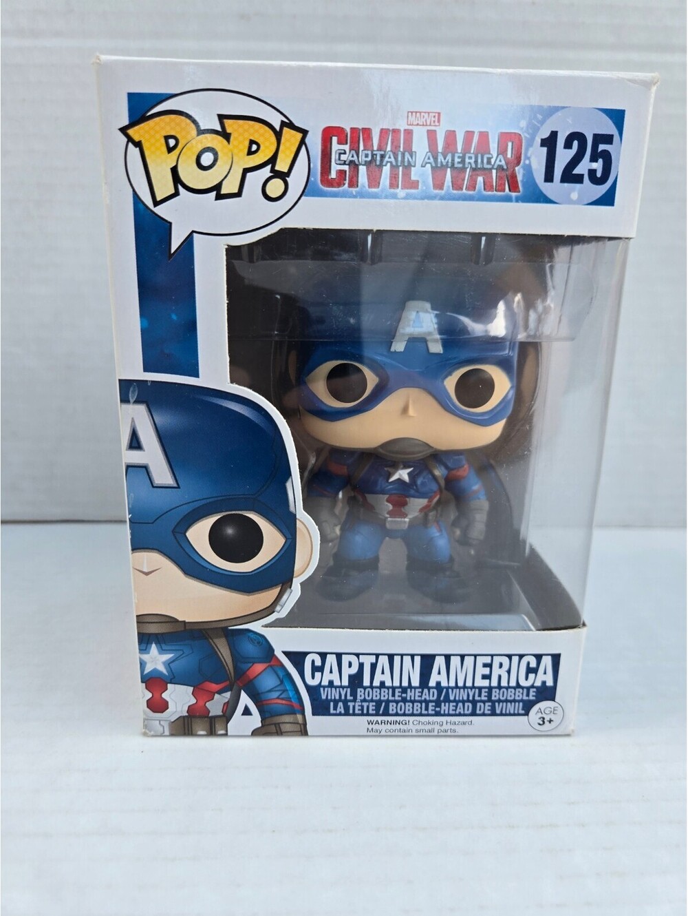 Funko Pop! Marvel Captain America Vinyl Bobble-Head Collectible Figure #125 - 6"